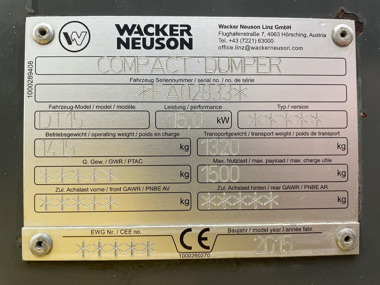 Bæltedumper Wacker Neuson DT15