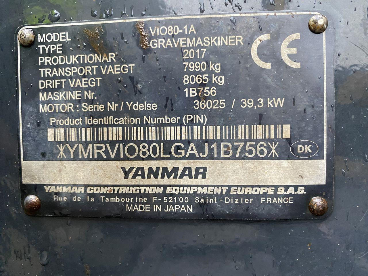 Minigravemaskine Yanmar VIO80-1A