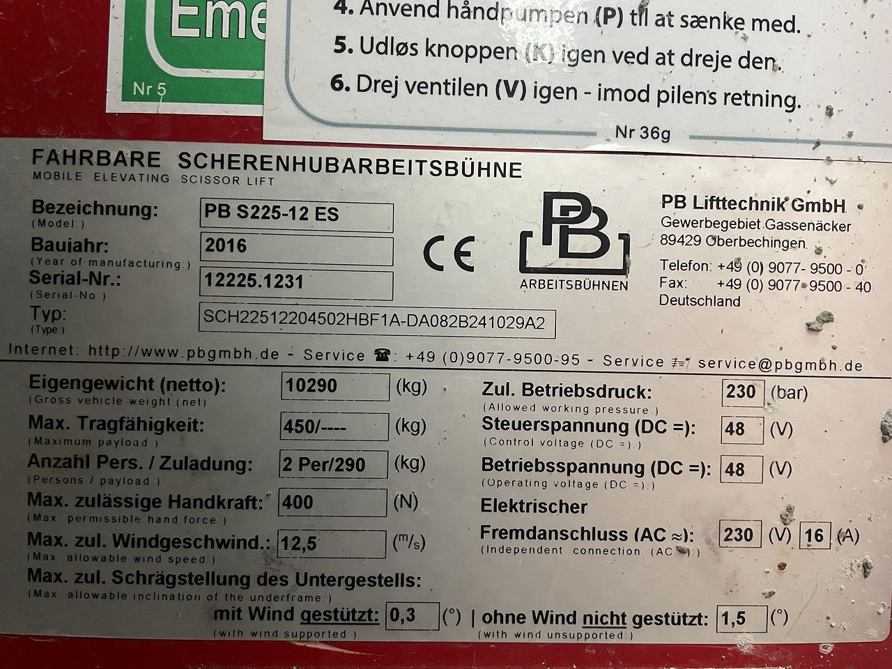 Sakselift PB S225-12ES