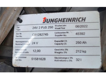 Batteri for Materialehåndteringsudstyr Jungheinrich unknown | Battery 24 2PZS250 year 2022 weight 212 kg sn. C8182745 o: billede 4 Batteri for Materialehåndteringsudstyr Jungheinrich unknown | Battery 24 2PZS250 year 2022 weight 212 kg sn. C8182745 o: billede 4