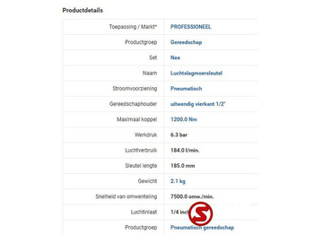 Ny Reservedel for Lastbil Diversen Pneumatische slagmoersleutel 1/2" 1200NM: billede 3