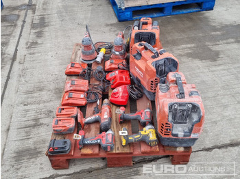 Bygningsudstyr Hilti Battery Vacuum (3 of), 110Volt Orbital Sander (2 of), Battery Drill, Battery (2 of), Charger (4 of), Milwaukee Battery Impact Wrench (2 of), Charger (2 of), Battery, DeWalt Battery Impact Wrench: billede 2