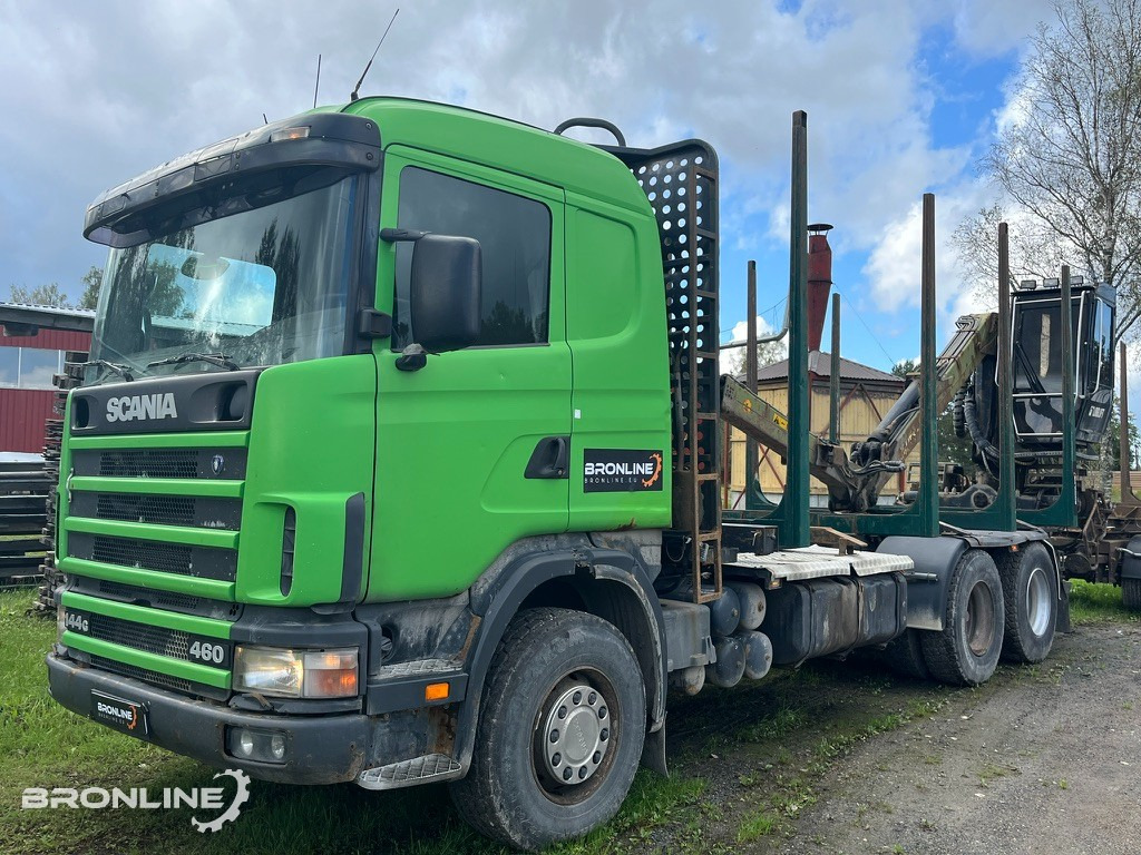 2001 Scania R144 6x4 Loglift + 1997 Närko TP3-RT-280 - Tømmerbil, Lastbil med kran: billede 1 2001 Scania R144 6x4 Loglift + 1997 Närko TP3-RT-280 - Tømmerbil, Lastbil med kran: billede 1