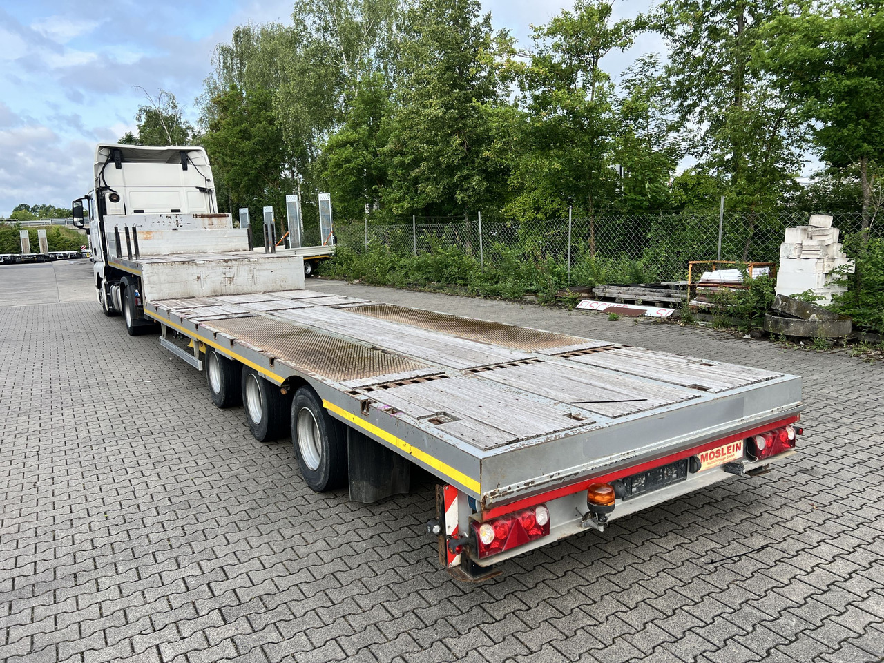 Nedbygget platform sættevogn til transportering tungemaskiner Möslein STO 3 Schwebheim  3 Achs Satteltieflader: billede 7