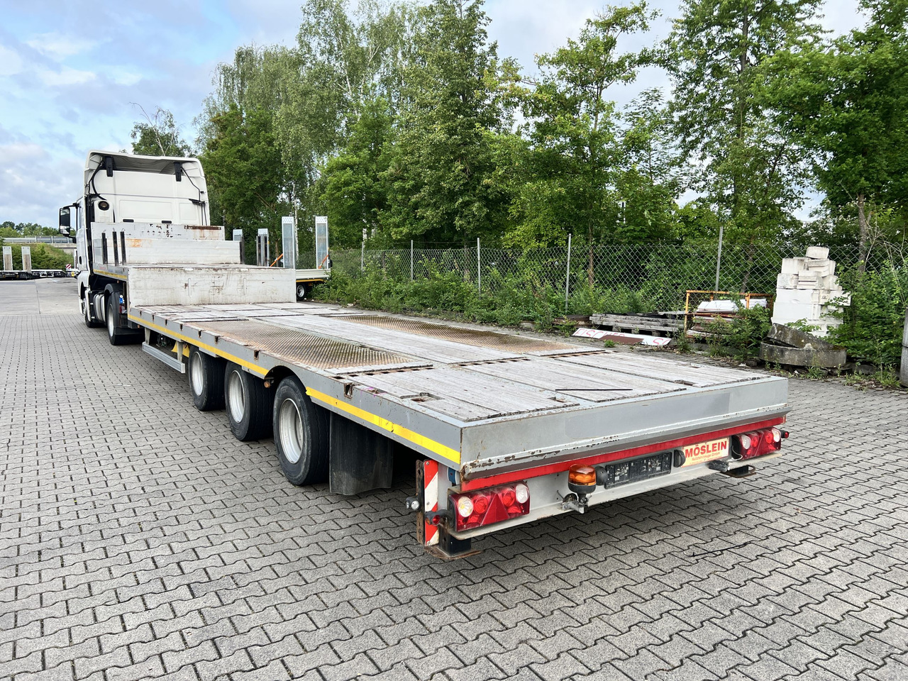 Nedbygget platform sættevogn til transportering tungemaskiner Möslein STO 3 Schwebheim  3 Achs Satteltieflader: billede 6