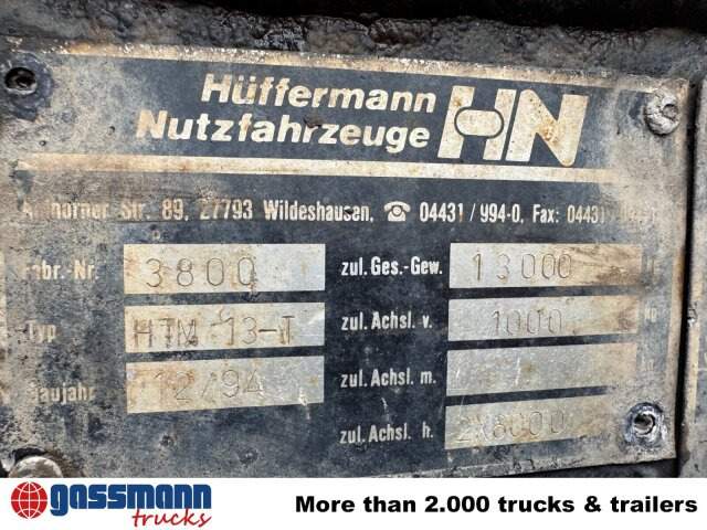 Hüffermann HTM 13-T Anhänger für Abetzcontainer - Containerbil/ Veksellad påhængsvogn: billede 2 Hüffermann HTM 13-T Anhänger für Abetzcontainer - Containerbil/ Veksellad påhængsvogn: billede 2