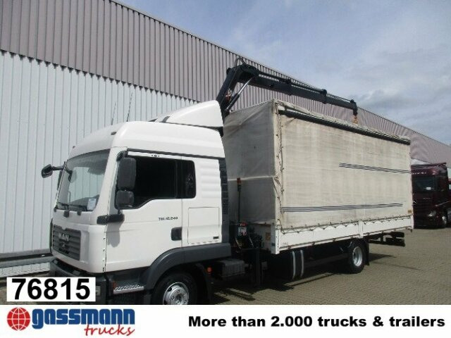 MAN TGL 12.240BL 4x2, mit Kran Hiab 088 mit Funk - Lastbil med presenning, Lastbil med kran: billede 1 MAN TGL 12.240BL 4x2, mit Kran Hiab 088 mit Funk - Lastbil med presenning, Lastbil med kran: billede 1
