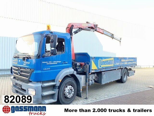 Mercedes-Benz Axor 1828 L 4x2 mit Kran Palfinger PK 9501, Funk - Lastbil med lad, Lastbil med kran: billede 1 Mercedes-Benz Axor 1828 L 4x2 mit Kran Palfinger PK 9501, Funk - Lastbil med lad, Lastbil med kran: billede 1