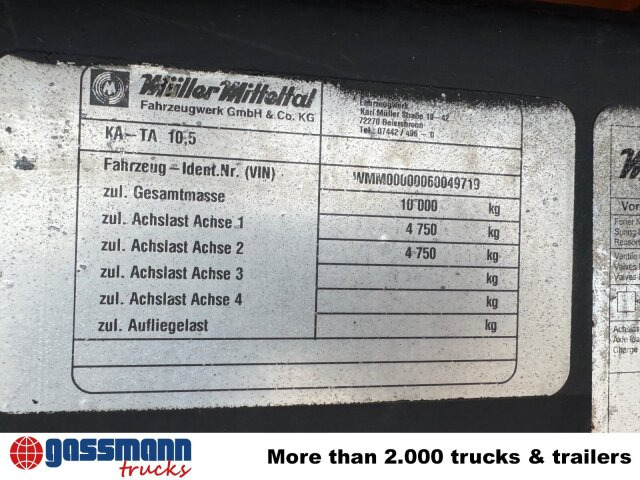 Müller-Mitteltal KA-TA 10.5C, Ex-Stadtverwaltung - Tipvogn påhængsvogn: billede 2 Müller-Mitteltal KA-TA 10.5C, Ex-Stadtverwaltung - Tipvogn påhængsvogn: billede 2