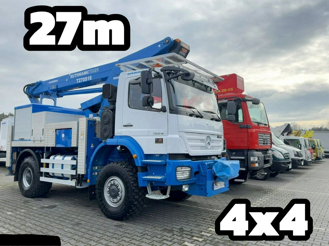 Mercedes AXOR 1829 4x4 Zwyżka RUTHMANN STEIGER T270S16 Podnośnik Koszowy - Lastbil med mandskabslift: billede 1 Mercedes AXOR 1829 4x4 Zwyżka RUTHMANN STEIGER T270S16 Podnośnik Koszowy - Lastbil med mandskabslift: billede 1