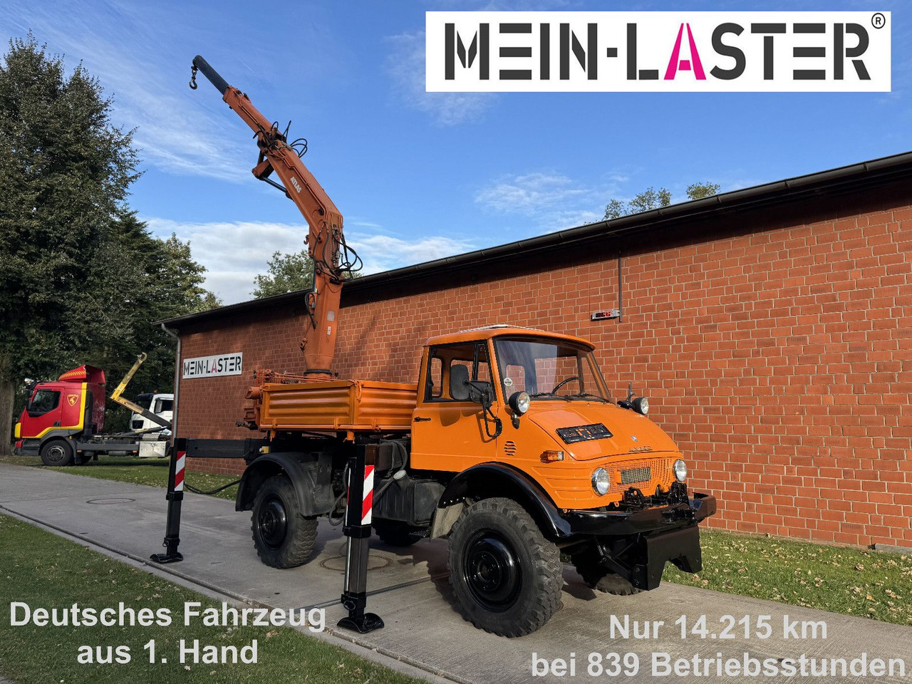 Unimog U 1100 Atlas AK 3006 nur 14.215 km-1. Hand - Lastbil med kran, Lastbil med lad: billede 1 Unimog U 1100 Atlas AK 3006 nur 14.215 km-1. Hand - Lastbil med kran, Lastbil med lad: billede 1