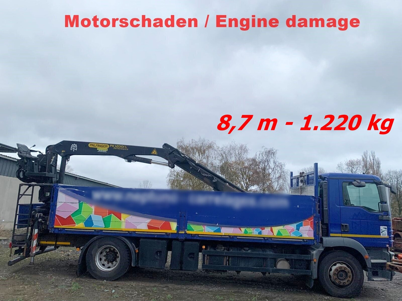 MAN TGM 18.290 4x2 BL mit MOTORSCHADEN! TGM 18.290 4x2 BL, Heckkran Palfinger PK12001L, MOTORSCHADEN! - Lastbil med kran, Lastbil med lad: billede 1 MAN TGM 18.290 4x2 BL mit MOTORSCHADEN! TGM 18.290 4x2 BL, Heckkran Palfinger PK12001L, MOTORSCHADEN! - Lastbil med kran, Lastbil med lad: billede 1