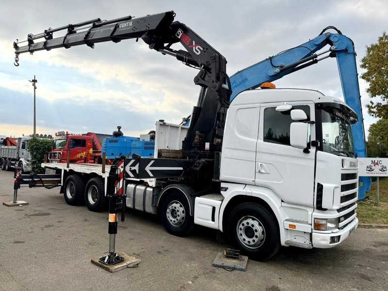 Scania 114C-380 8x4 PRITSCHE + KRAN HIAB 700 E-5 - PLATFORM 6m80 + TWISTLOCKS - MANUAL - RETARDER - STEEL SPRING / BIG AXLE HUB REDUCTION  - AP ACHSEN - Lastbil med lad, Lastbil med kran: billede 1 Scania 114C-380 8x4 PRITSCHE + KRAN HIAB 700 E-5 - PLATFORM 6m80 + TWISTLOCKS - MANUAL - RETARDER - STEEL SPRING / BIG AXLE HUB REDUCTION  - AP ACHSEN - Lastbil med lad, Lastbil med kran: billede 1