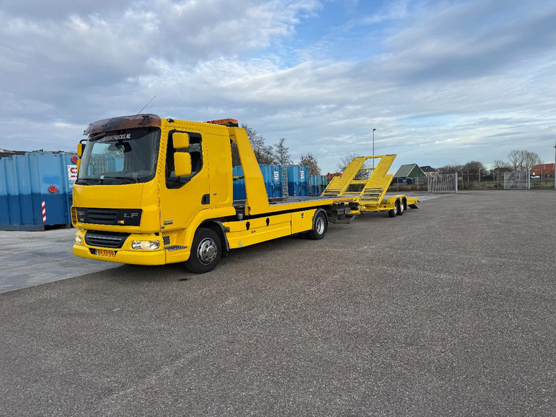 DAF LF 45 LF45-220 Abschelppwagen Falkom mit Anhanger / Schiebeplateau / Brill / Winde / Top Zustand - Biltransportør lastbil: billede 1 DAF LF 45 LF45-220 Abschelppwagen Falkom mit Anhanger / Schiebeplateau / Brill / Winde / Top Zustand - Biltransportør lastbil: billede 1