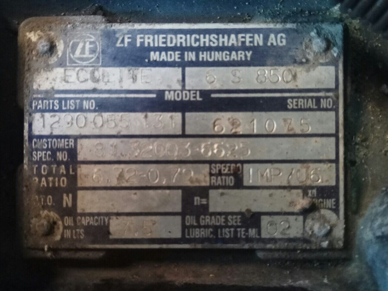 ZF 6s850 81.32003-6625 MAN L2000 TGL - Gearkasse for Lastbil: billede 1 ZF 6s850 81.32003-6625 MAN L2000 TGL - Gearkasse for Lastbil: billede 1