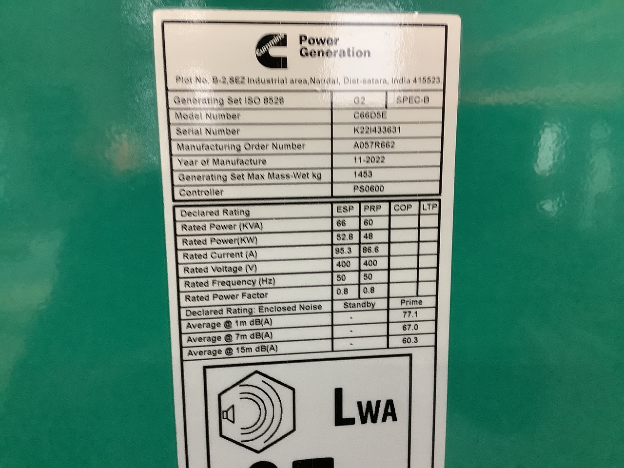 Cummins C66D5EQ. 66KVA Generator. Brand new. - Strømgenerator: billede 4 Cummins C66D5EQ. 66KVA Generator. Brand new. - Strømgenerator: billede 4