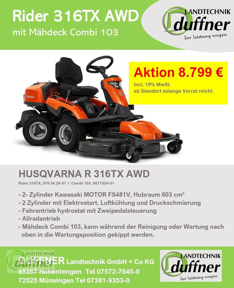 Husqvarna Rider 316TX AWD Allrad - Plæneklipper: billede 2 Husqvarna Rider 316TX AWD Allrad - Plæneklipper: billede 2
