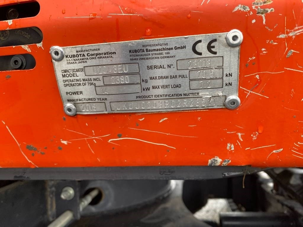 Minigravemaskine Kubota U20-3EU a réparer Origine Françaises: billede 9