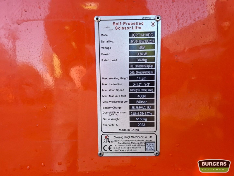 Dingli JCPT1418DC - Sakselift: billede 5 Dingli JCPT1418DC - Sakselift: billede 5