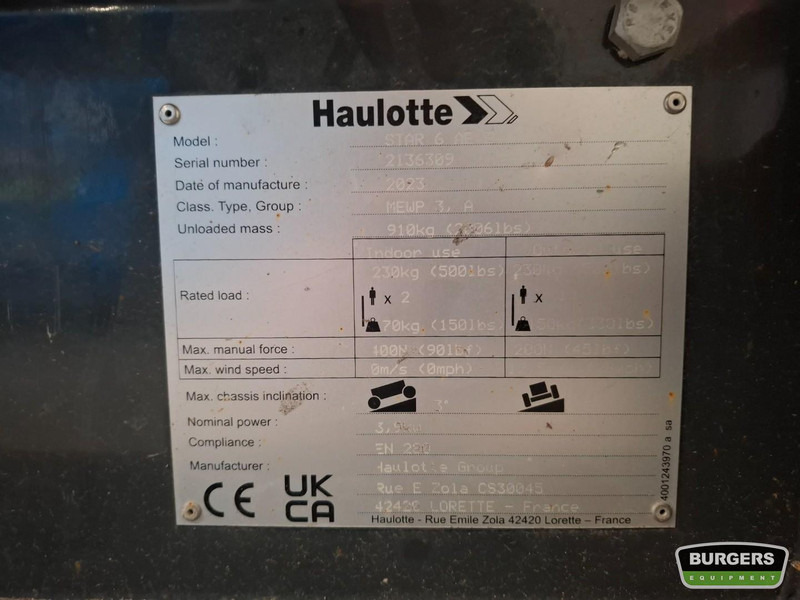 Haulotte Star 6 - Søjlelift: billede 5 Haulotte Star 6 - Søjlelift: billede 5