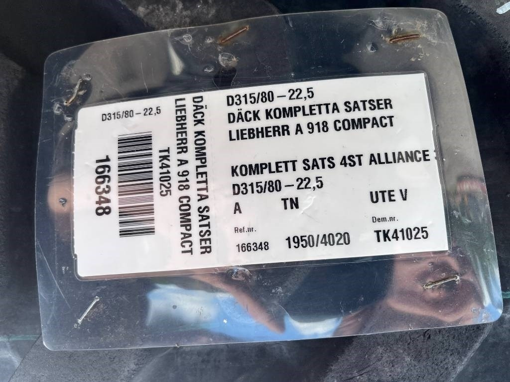 Alliance 315/80-22,5 till Liebherr A 918 - Dæk for Entreprenørmaskin: billede 2 Alliance 315/80-22,5 till Liebherr A 918 - Dæk for Entreprenørmaskin: billede 2