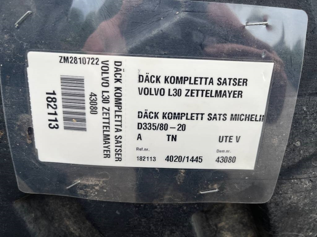 Michelin 335/80-20 till Volvo L30 Zettelmeyer - Dæk for Entreprenørmaskin: billede 2 Michelin 335/80-20 till Volvo L30 Zettelmeyer - Dæk for Entreprenørmaskin: billede 2