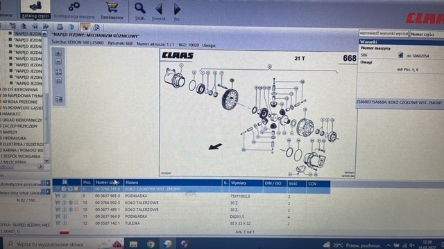 Claas lexion mechanizm róźnicowy tryb mechanizmu - Differentialtandhjul for Mejetærsker: billede 1 Claas lexion mechanizm róźnicowy tryb mechanizmu - Differentialtandhjul for Mejetærsker: billede 1