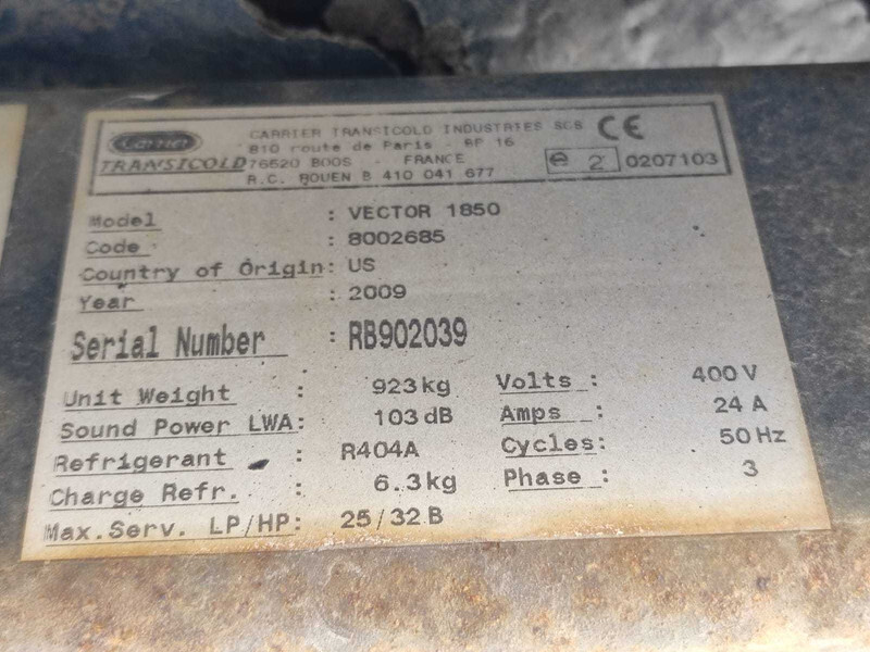 CARRIER VECTOR 1850 REFRIGERATION UNIT / KÜLMASEADE - Veksellad - kølevogn: billede 3 CARRIER VECTOR 1850 REFRIGERATION UNIT / KÜLMASEADE - Veksellad - kølevogn: billede 3