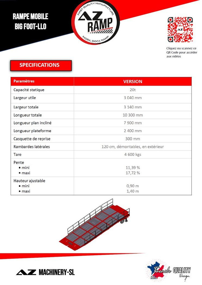 Large Mobile dock ramp, uncouplable AZ RAMP - KING VERSION, BIG FOOT L20 T-INOX - Læsserampe: billede 4 Large Mobile dock ramp, uncouplable AZ RAMP - KING VERSION, BIG FOOT L20 T-INOX - Læsserampe: billede 4