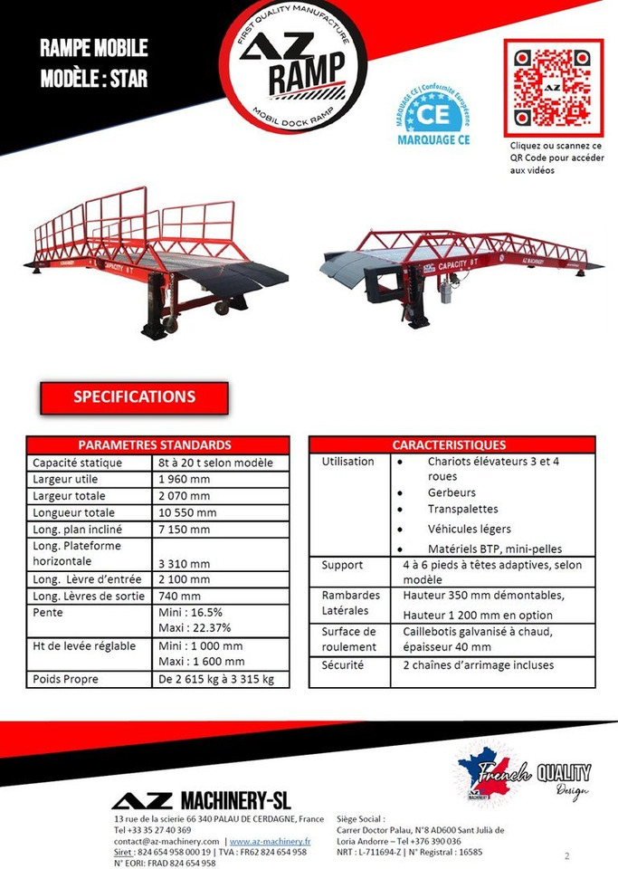 **RENTAL** Loading Ramp with with hydraulic tilting bridge - AZ RAMP - STAR- 8T. 8 ton capacity - Læsserampe: billede 4 **RENTAL** Loading Ramp with with hydraulic tilting bridge - AZ RAMP - STAR- 8T. 8 ton capacity - Læsserampe: billede 4