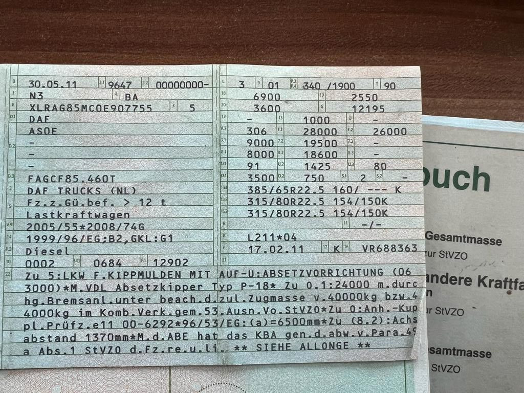 DAF CF 85.460 6X2 VDL Absetzer Top Zustand Retarder DAF CF 85.460 6X2 VDL Absetzer Top Zustand Retarder - Liftdumper lastbil: billede 3 DAF CF 85.460 6X2 VDL Absetzer Top Zustand Retarder DAF CF 85.460 6X2 VDL Absetzer Top Zustand Retarder - Liftdumper lastbil: billede 3