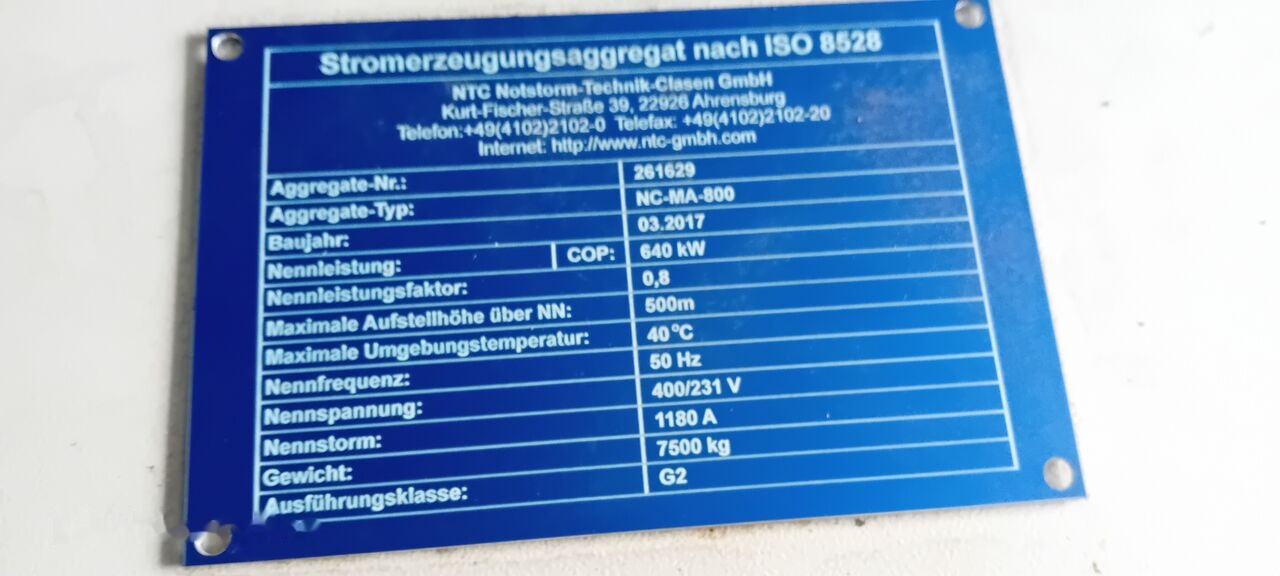 MAN MAN Generator Set Stamford 640 KW 800 KVA Diesel, 2017 Model, 931 HP, 8000 kg, Low Hours, For Sale in Poland - Strømgenerator: billede 1 MAN MAN Generator Set Stamford 640 KW 800 KVA Diesel, 2017 Model, 931 HP, 8000 kg, Low Hours, For Sale in Poland - Strømgenerator: billede 1