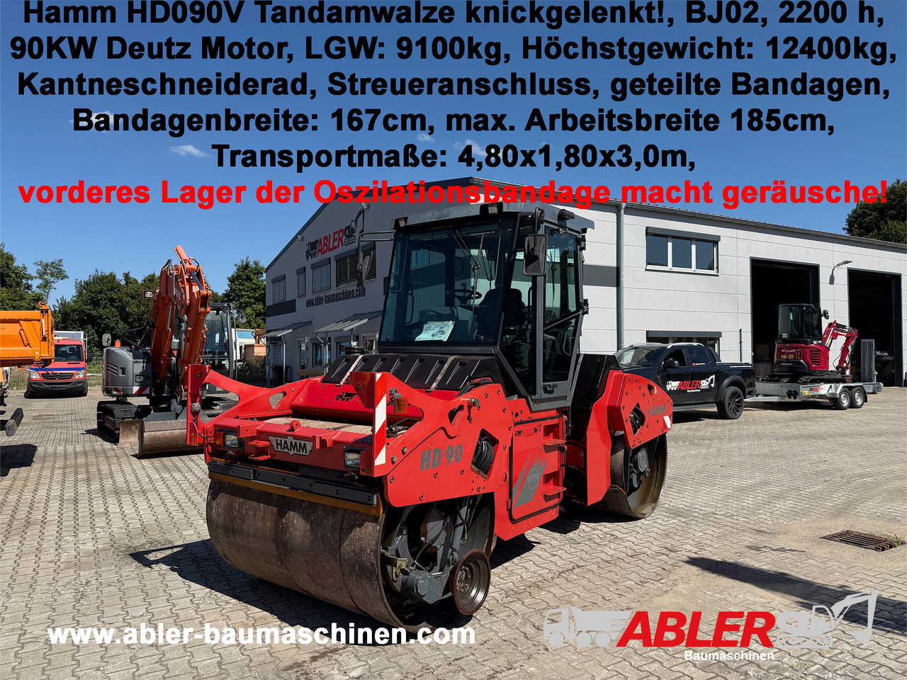 Hamm HD090V Tandemwalze knickgelenkt - Vejtromle: billede 1 Hamm HD090V Tandemwalze knickgelenkt - Vejtromle: billede 1