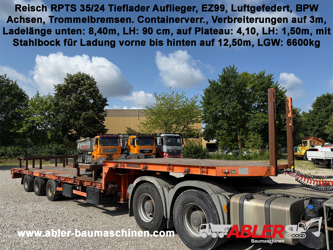 Reisch RPTS 35/24 Tieflader Auflieger - Nedbygget platform påhængsvogn: billede 1 Reisch RPTS 35/24 Tieflader Auflieger - Nedbygget platform påhængsvogn: billede 1
