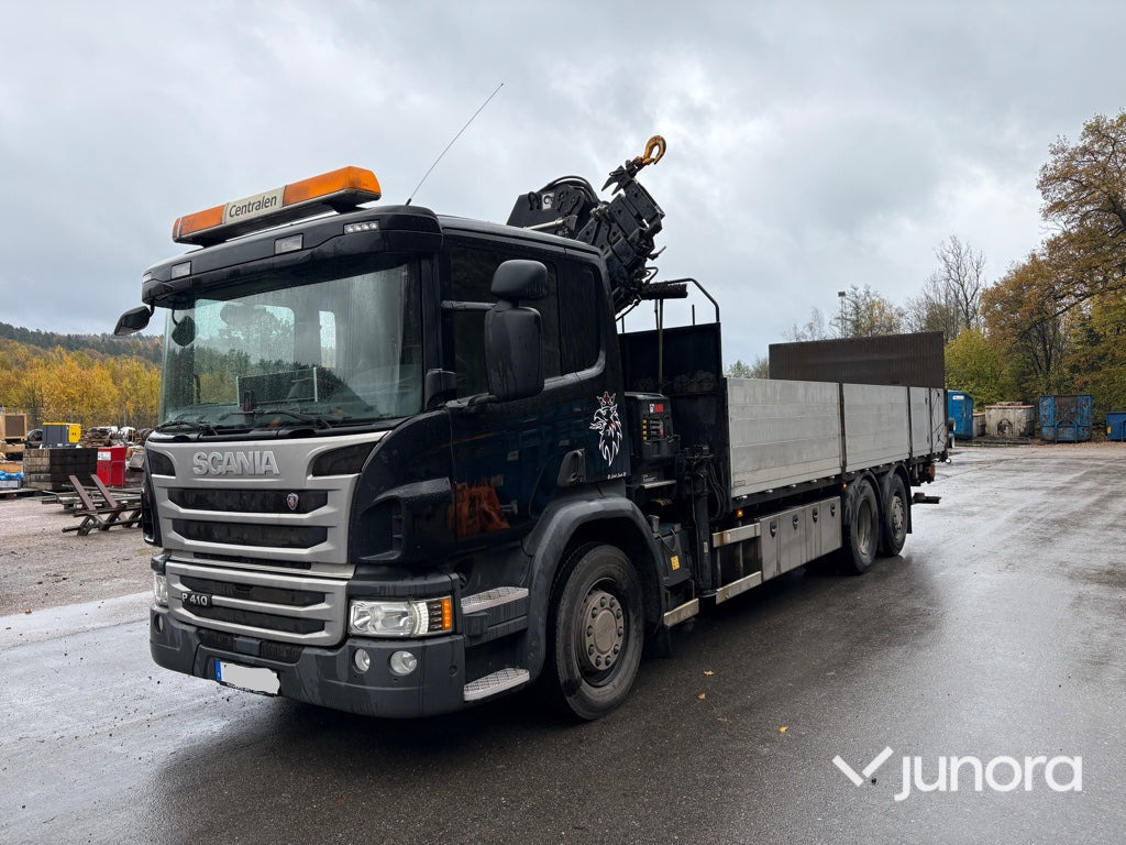 Kranbil - Scania P410, HiAB-kran - Lastbil med lad, Lastbil med kran: billede 1 Kranbil - Scania P410, HiAB-kran - Lastbil med lad, Lastbil med kran: billede 1