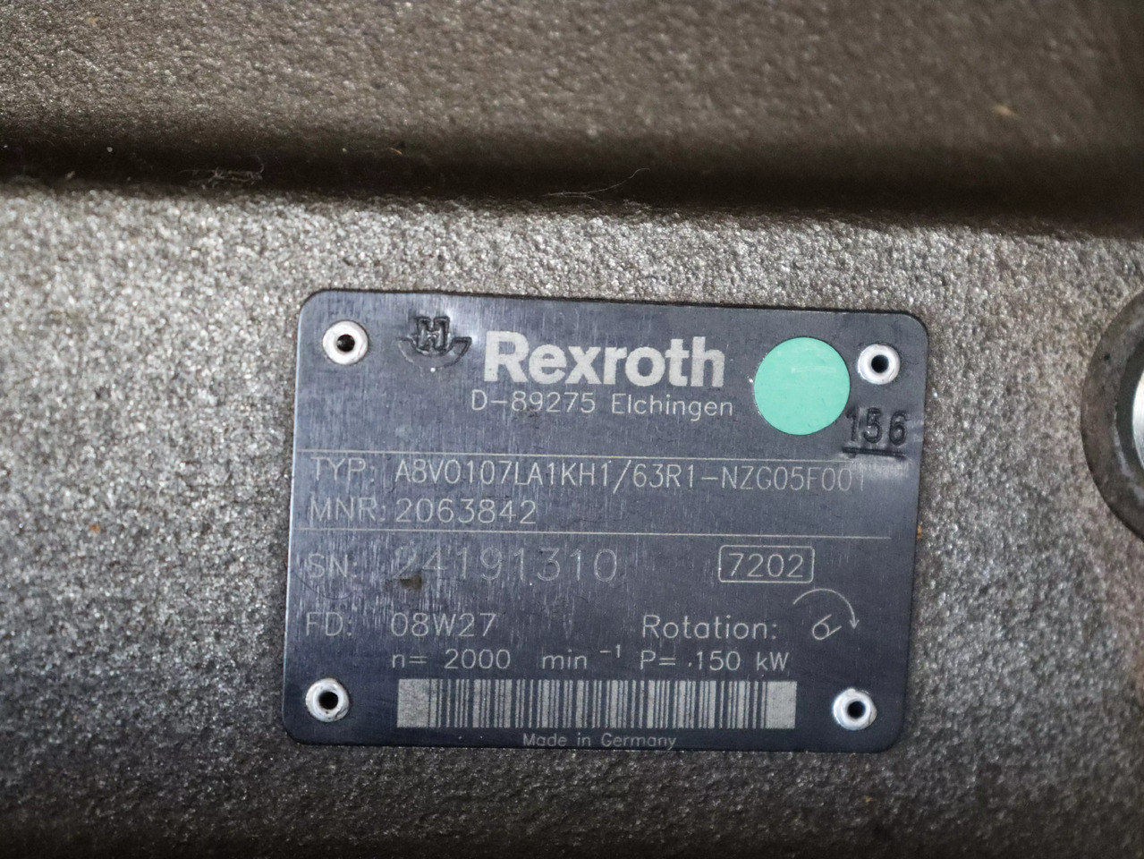 REXROTH A8VO107LA1KH1/63R1-NZG05F001 - Hydraulikpumpe for Materialehåndteringsudstyr: billede 5 REXROTH A8VO107LA1KH1/63R1-NZG05F001 - Hydraulikpumpe for Materialehåndteringsudstyr: billede 5