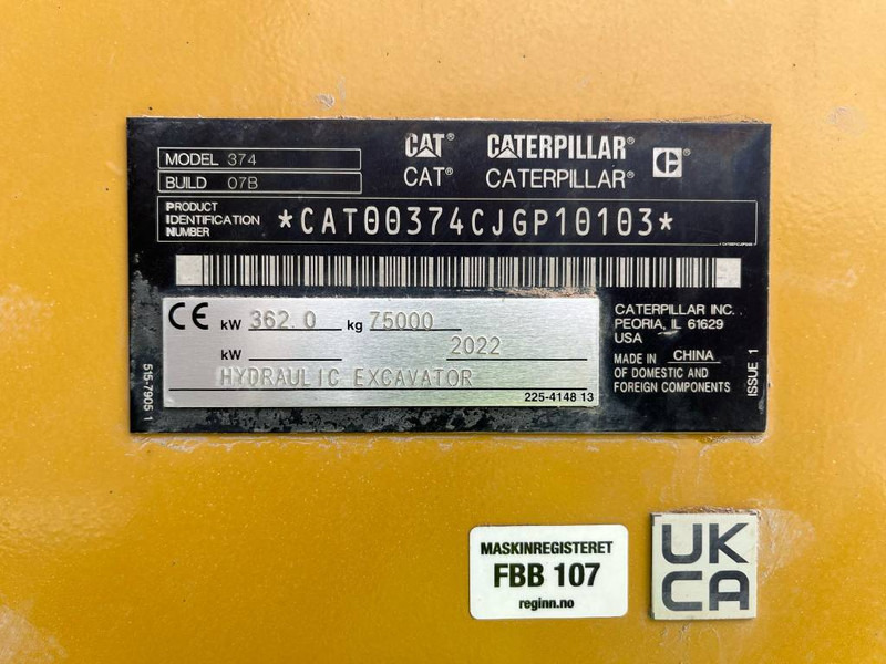 Cat 374-07B - Bæltegravemaskine: billede 5 Cat 374-07B - Bæltegravemaskine: billede 5