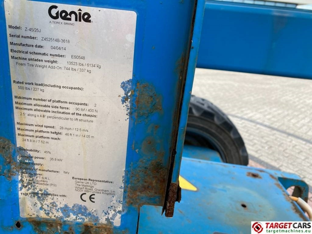 Bomlift Genie Z-45/25J Diesel 4x4 Articulated Boom Work Lift 16M: billede 10