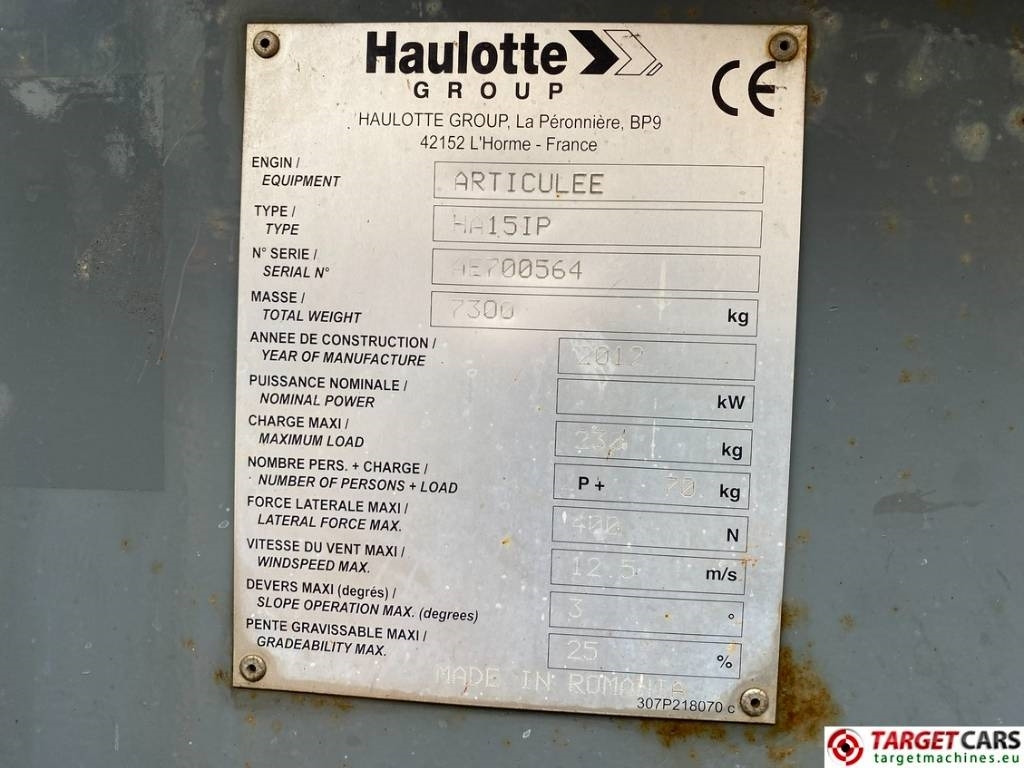 Leje en Haulotte HA15IP Electric Articulated Boom Work Lift 1500cm Haulotte HA15IP Electric Articulated Boom Work Lift 1500cm: billede 10 Leje en Haulotte HA15IP Electric Articulated Boom Work Lift 1500cm Haulotte HA15IP Electric Articulated Boom Work Lift 1500cm: billede 10