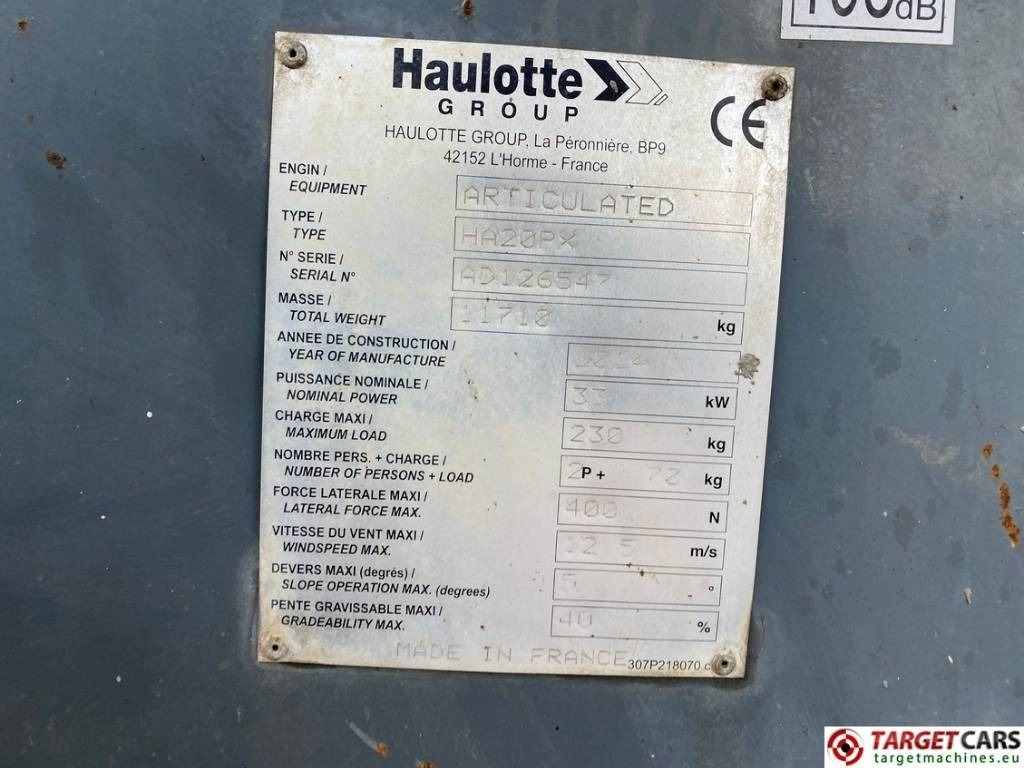 Bomlift Haulotte HA20PX Articulated 4x4x4 Diesel Boom Lift 2065cm: billede 10 Bomlift Haulotte HA20PX Articulated 4x4x4 Diesel Boom Lift 2065cm: billede 10