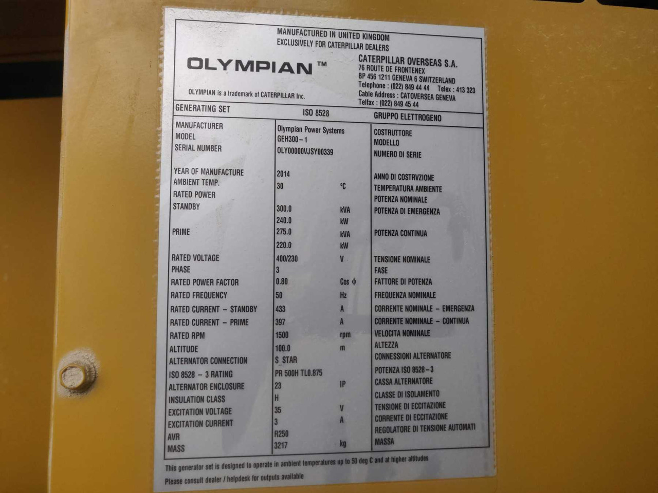 Caterpillar Olympian GEH300-1 - Strømgenerator: billede 2 Caterpillar Olympian GEH300-1 - Strømgenerator: billede 2