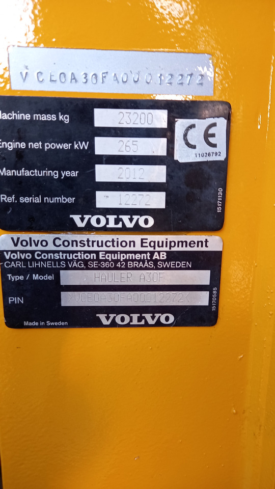 Knækstyret dumper VOLVO A30F: billede 11 Knækstyret dumper VOLVO A30F: billede 11