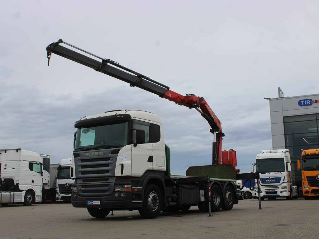 Scania R 500, 6X2, EURO 4, OPTICRUISE, HYDRAULIC ARM FASSI F220A.23 - Lastbil med lad, Lastbil med kran: billede 1 Scania R 500, 6X2, EURO 4, OPTICRUISE, HYDRAULIC ARM FASSI F220A.23 - Lastbil med lad, Lastbil med kran: billede 1