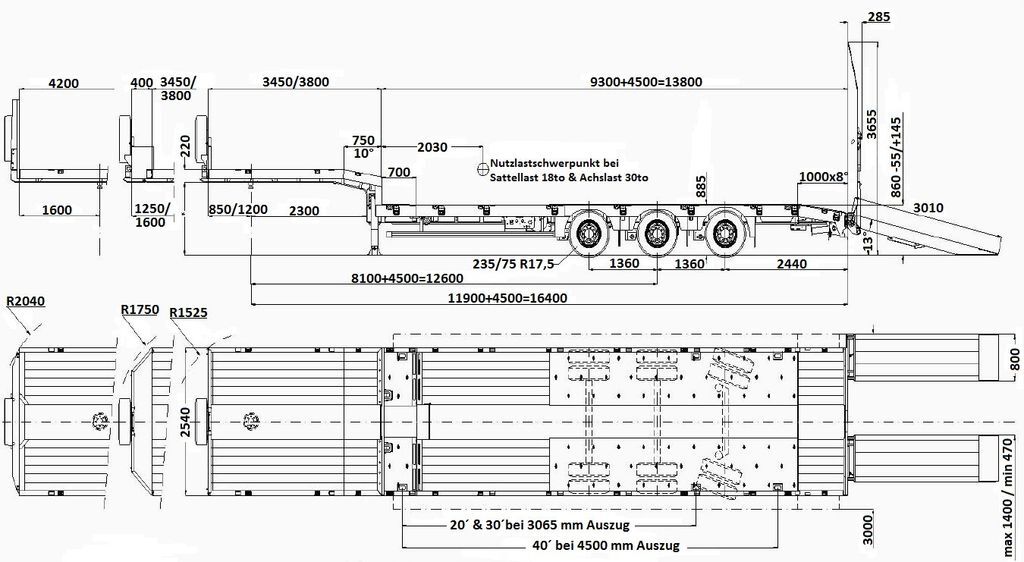 Faymonville MAX Trailer 3-Achs-Tele-Semi m. hydr. Rampen-nlla  - Nedbygget platform sættevogn: billede 3 Faymonville MAX Trailer 3-Achs-Tele-Semi m. hydr. Rampen-nlla  - Nedbygget platform sættevogn: billede 3