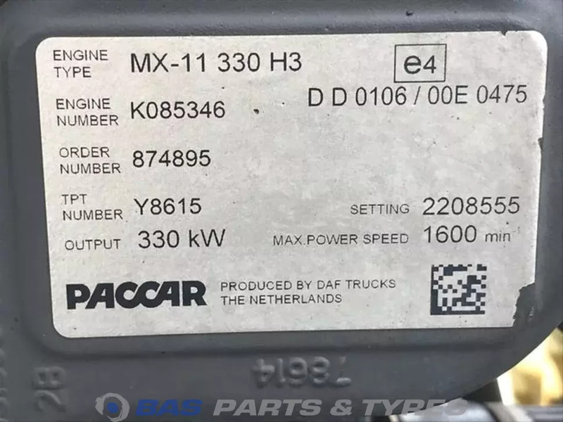 DAF CF Euro 6 Motor DAF MX11 330 H3 2184945R - Motor for Lastbil: billede 5 DAF CF Euro 6 Motor DAF MX11 330 H3 2184945R - Motor for Lastbil: billede 5