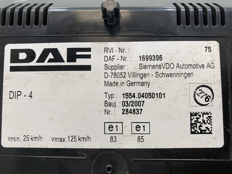 DAF XF105 - Instrumentbræt for Lastbil: billede 3 DAF XF105 - Instrumentbræt for Lastbil: billede 3