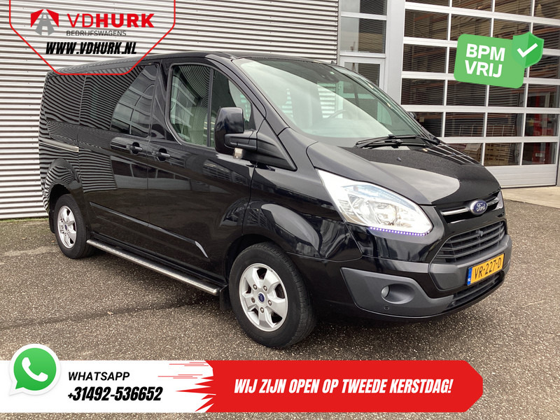 Små varebil, Mandskabsbil Ford Transit Custom 2.2 TDCI 155 pk Limited DC Dubbel Cabine 2xSchuifdeur/ Elek. Stoel/ Leder/ Stoelverw./ Sidebars/ Airco/ Navi/ Cruise/ Camera/ PD: billede 1