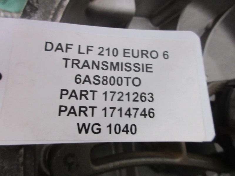 DAF 1721263 // 1714746 // 6AS800TO TRANSMISSIE DAF LF 210 EURO 6 MODEL 2020 - Gearkasse for Lastbil: billede 5 DAF 1721263 // 1714746 // 6AS800TO TRANSMISSIE DAF LF 210 EURO 6 MODEL 2020 - Gearkasse for Lastbil: billede 5