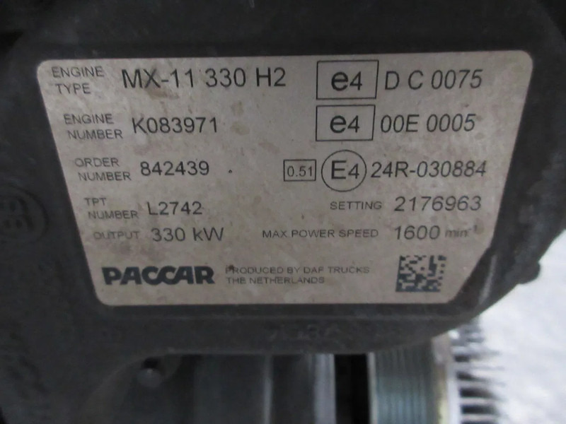 DAF 2164501 // 2165153 // 2189684 MX 11 / 330 KW DAF CF 450 EURO 6 MODEL 2020 - Motor for Lastbil: billede 5 DAF 2164501 // 2165153 // 2189684 MX 11 / 330 KW DAF CF 450 EURO 6 MODEL 2020 - Motor for Lastbil: billede 5