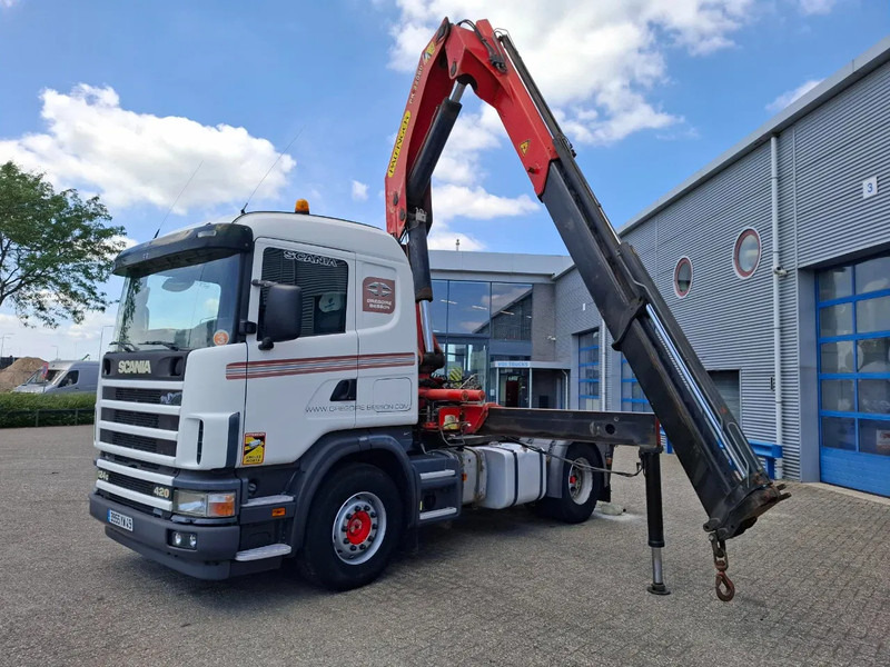 Scania 124G-420 / RETARDER / PALFINGER PK32080 / DOUBLE TANK / AIRCO / GOOD CONDITION / MANUAL / EURO-3 / 2004 - Lastbil med kran: billede 1 Scania 124G-420 / RETARDER / PALFINGER PK32080 / DOUBLE TANK / AIRCO / GOOD CONDITION / MANUAL / EURO-3 / 2004 - Lastbil med kran: billede 1